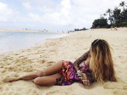 gypsyone:  On a beach in Hawaii…