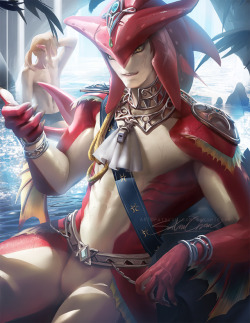 sakimichan:BOTW Attractive Zora humanoid prince Sidon <3 certainly