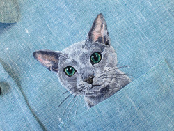 wordsnquotes:  culturenlifestyle:Custom Made Cat Embroidery on