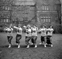 vintagesportspictures:    Boston University cheerleaders (1950)