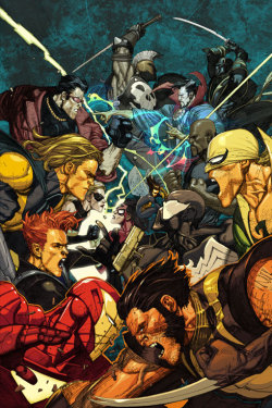 comicwarz:  Mighty Avengers vs New Avengers by Leinil Francis