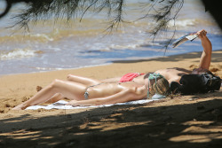 toplessbeachcelebs:  Margot Robbie (Actress) sunbathing topless