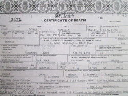 weirdnerdworld:  Kurt Cobain’s death certificate. 