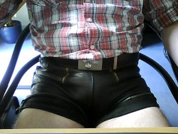 329.Â  I always like to see leather short shorts.Â  A great submission from sy.