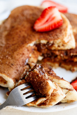 do-not-touch-my-food:  Nutella Stuffed Churro Pancakes    I would