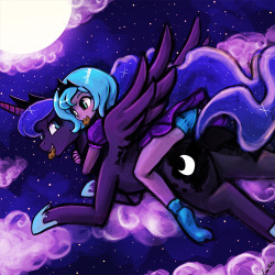 tehlumineko:luna takes luna for a ride in the night sky~[events]