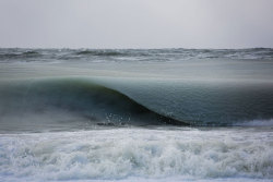 sixpenceee: Freezing Ocean Waves In Nantucket Are Rolling In