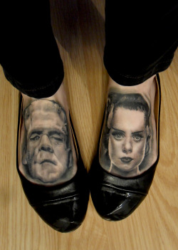 fuckyeahtattoos:  Frankenstein’s Monster & The Bride of