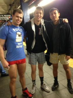 Dan, me, and Lu on no pants subway 2013 lol