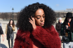 soph-okonedo:Solange Knowles arrives at Carven Fashion Show during