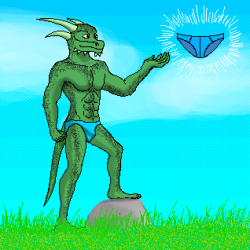 Just wanted to draw an argonian finding some underwear.  I bet