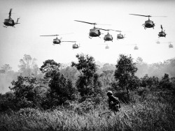 peerintothepast:  U.S. Army helicopters pour machine gun fire