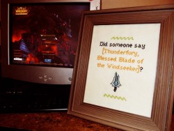 icymagecakes:  I now present to you…the old Thunderfury cross-stitch