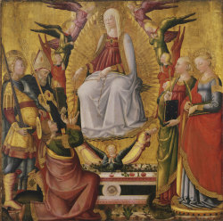 philamuseum:  This panel shows the Virgin Mary lowering her belt