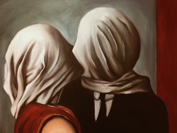 antisxcial:  An oil painting of “ The Lovers” Magritte