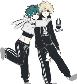 kimbapchan:  Quick sketch of Deku and Kacchan being cozy in All