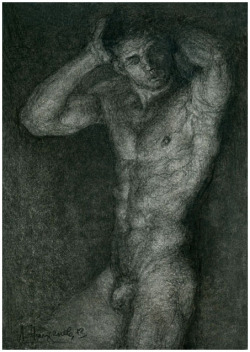 lyubomir-naydenov:  “Male nude VII”, 2013Charcoal on paper,h.