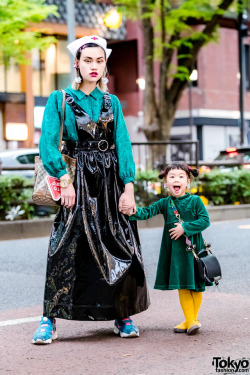tokyo-fashion:Designer Tsumire and 3-year-old Ivy wearing mother