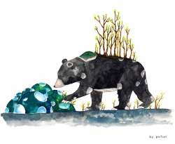 pengxiaofen:  The Bear Brings New Life. #March Watercolor painting