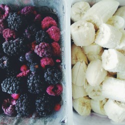 sianybananey:  Plain and mixed berry nicecream for breakfast