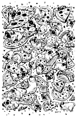 burtondurand:  Pizza Pugs! Drawn for Lauren’s upcoming Food