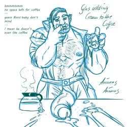 animas-animus:  30 min sketch of my OC Glas makin Coffee for