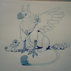 sam-bragg:  Gryphon family  damn is this ever cute