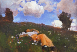 colourthysoul:  Eero Järnefelt - Sami in the meadow (1892) 