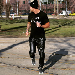 shinyhide:  Leather jog. Following shinyhide.tumblr.com