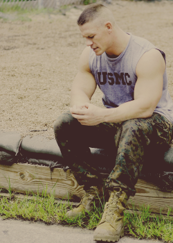 Looks so hot dressed as an army soldier!