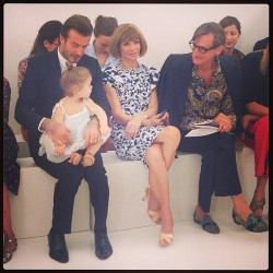 uberhotbitch:  David & Harper Beckham with Anna Wintour front