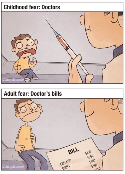 tastefullyoffensive:  Child Fears vs. Adult Fears 