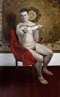 David Pettibone: ‘Christophe with fish’- oil on canvas