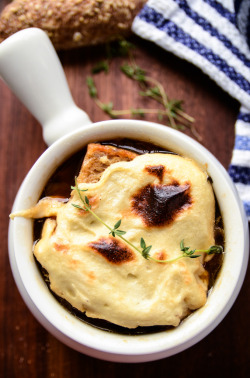 veganfoody:  French Onion Soup with Homemade Mozzarella (GF)