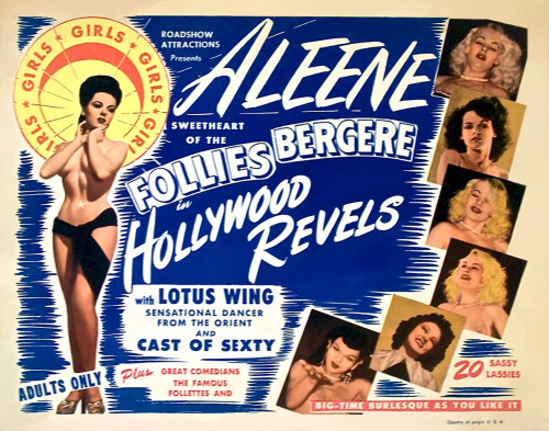 An 18-year old Mary Ellen Tillotson appears as “Aleene Dupree”, on a poster for the 1946 Burlesque movie: “HOLLYWOOD REVELS”.. Despite being born in Merced, California (and never having even been to France); she was billed as: the ‘Sweetheart