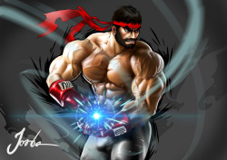 jordenarts:  Ryu! - Hadouken!hehe two version of Ryu(Art by Jorden)