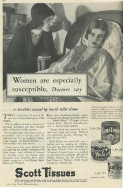 questionableadvice:  ~ Scott Tissues, May 1930 (Good Housekeeping)via