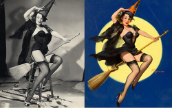 vintagegal:  Model poses and the finished paintings of Gil