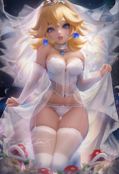 sakimichan: Bride Princess Peach pinup piece<3 In time for the new mario odyssey nudie,PSD 3-4k HD jpg,steps, etc>https://www.patreon.com/posts/15251860  