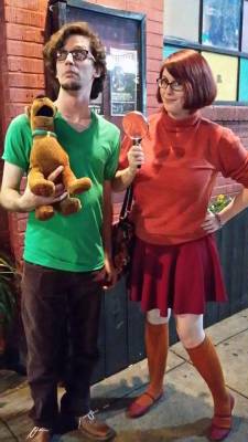 I was finally Velma for Halloween. Parker was Shaggy.