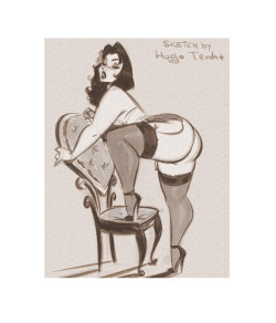   Heart Chair - Cartoon PinUp Commission Sketch  A smol heart