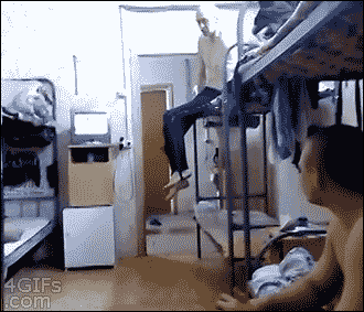 4gifs:  Drunk Russian fails at climbing off bunk bed. [vid] 