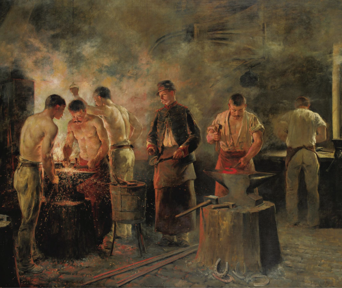 antonio-m:  “In the Military Forge”, by Jules-Élie Delaunay