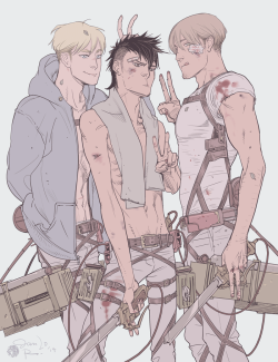ricken-art:  SnK Fanart: Erwin, Nile and Mike in the early days.