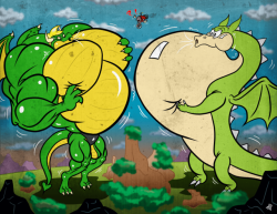atmanryu:  This is a SWELL day for a SWELL battle…  NOW GO!Commission for http://www.furaffinity.net/user/draco-rexOld School Toon Grim Matchstick and Modern Toon School Dwaggy going at it for the most powerful lungs, but seems said competition has