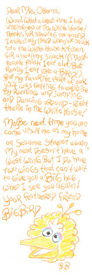 sesamestreet:  Big Bird wrote a thank you note to Mrs. Obama
