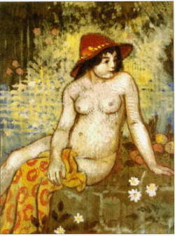 artist-lemmen:  Young Bather, 1904, Georges LemmenMedium: oil,boardhttps://www.wikiart.org/en/georges-lemmen/young-bather-1904