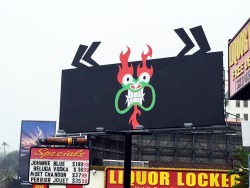 chrisbattleart: Aku billboard on Sunset & Crescent! @adultswim​