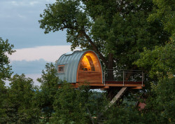 treehauslove:Treehouse around the Oak. A modern treehouse built