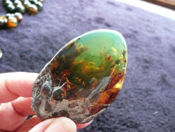 reyairia:  mineralists:  Green Amber (fossilized tree resin from